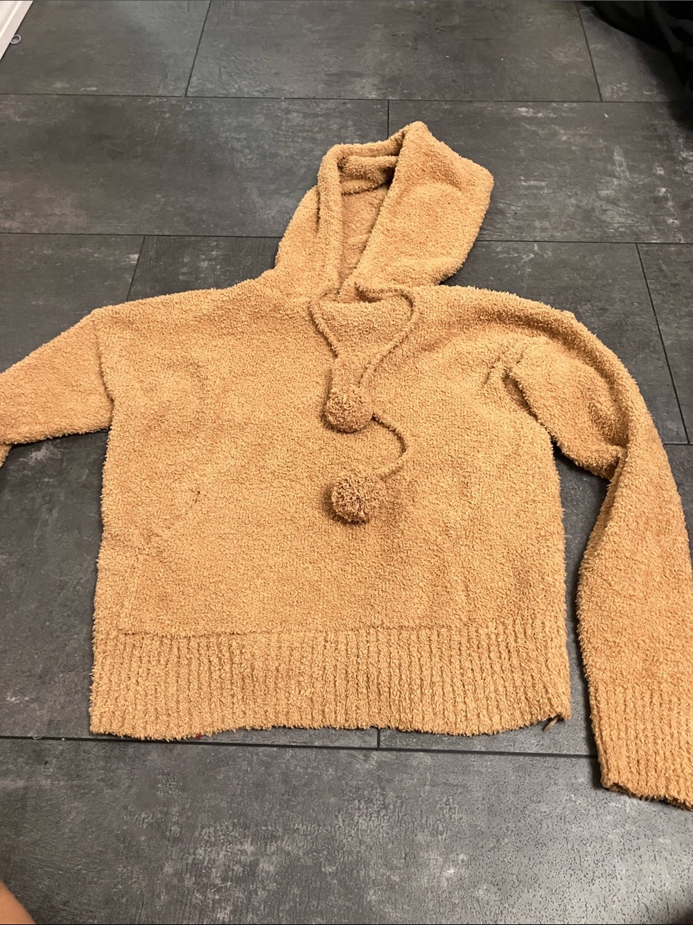 Cozy Sherpa Hooded Sweater in Camel